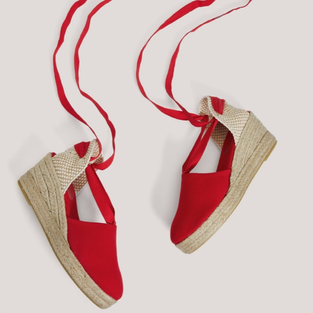 Red espadrille wedge